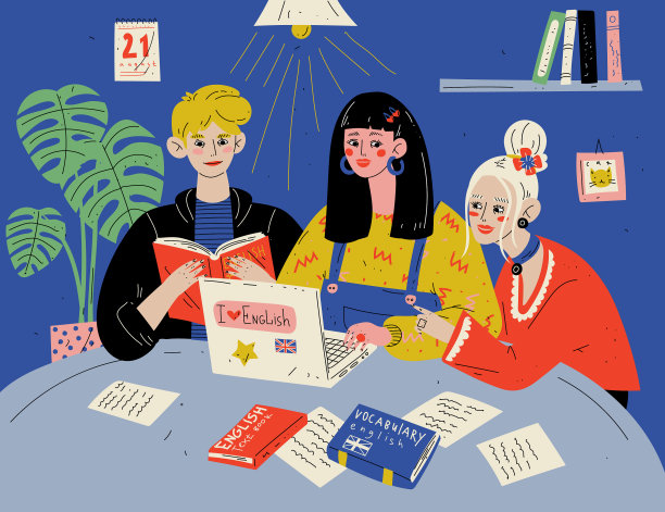 学英语的学生与读书小组一起学习图片下载