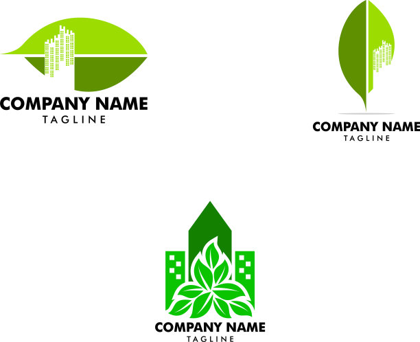 城市叶子logo设计模板图片下载