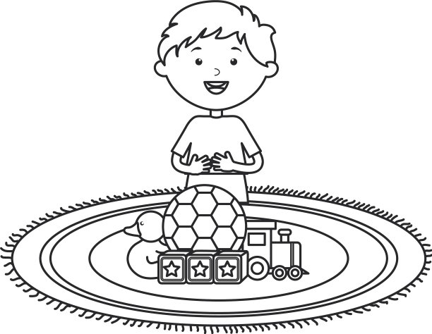 有足球和玩具的可爱小男孩图片下载