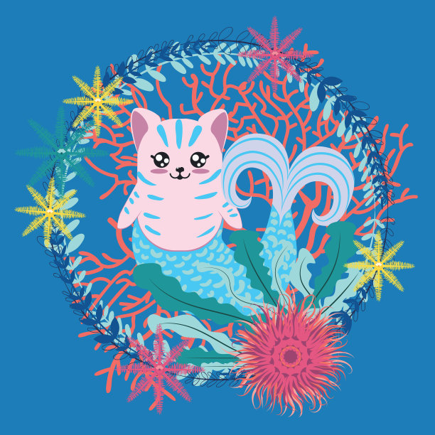 海藻美人鱼猫图片下载