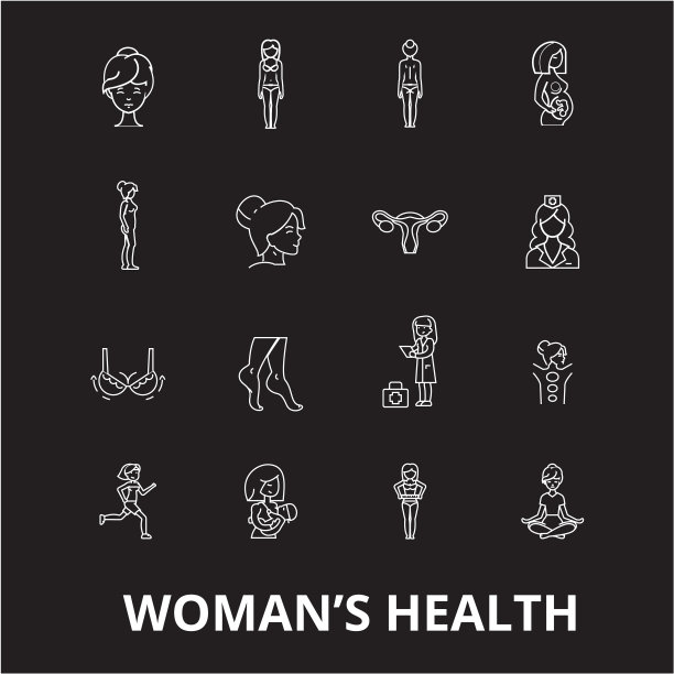 女性健康可编辑线图标设置图片下载