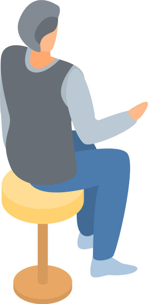 人在圆形椅子图标等距风格图片下载