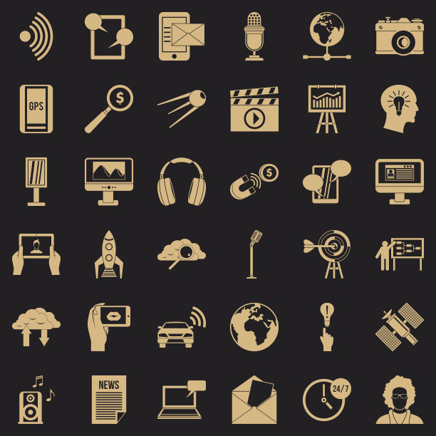 媒体出口图标设置简单的风格图片下载