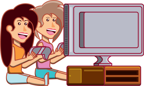 玩电子游戏的女孩图片下载