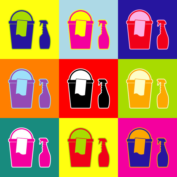 水桶和抹布，还有家用化学药瓶图片下载