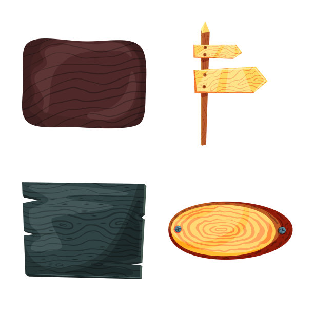 孤立对象招牌和木图标集图片下载