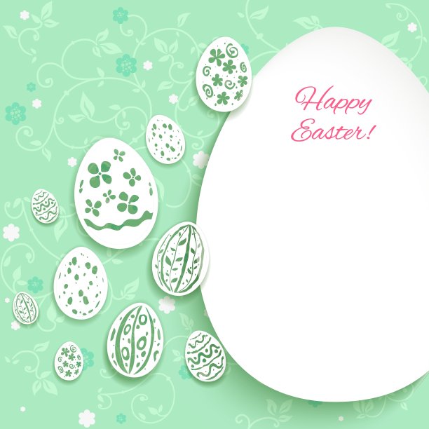 绿色背景上的复活节彩蛋图片下载