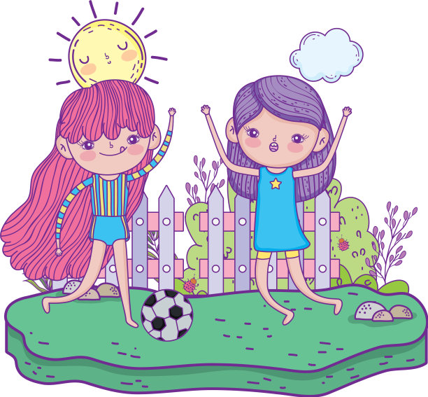 可爱的小女孩在风景里踢足球图片下载