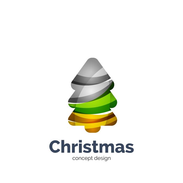 抽象的几何圣诞树图标图片下载