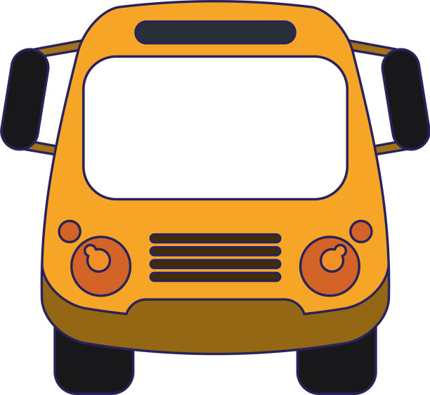 校车正面孤立图片下载