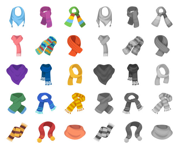 围巾和披肩卡通的图标设置图片下载