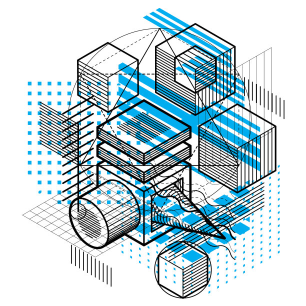 抽象设计与三维线性网格形状和图片下载