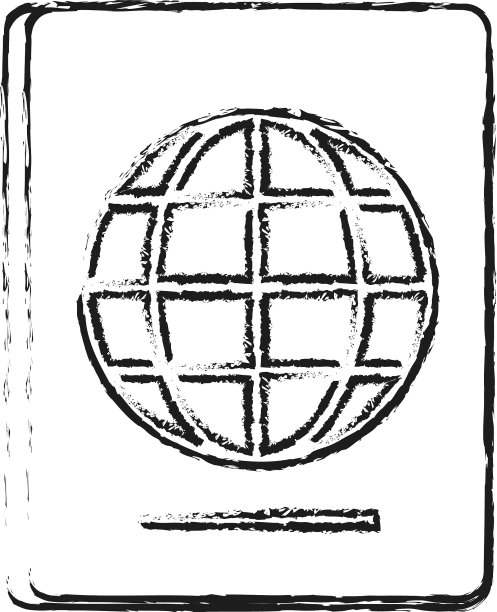 模糊剪影护照与全球标志图片下载