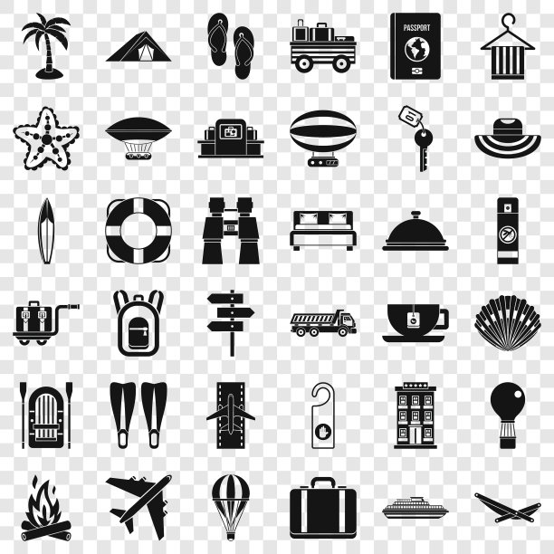 夏季旅行的标志设定简单的风格图片下载