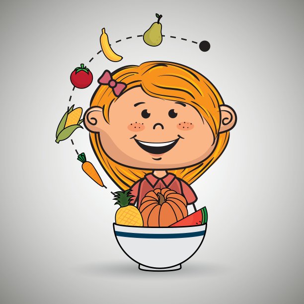 女孩盘水果蔬菜图片下载