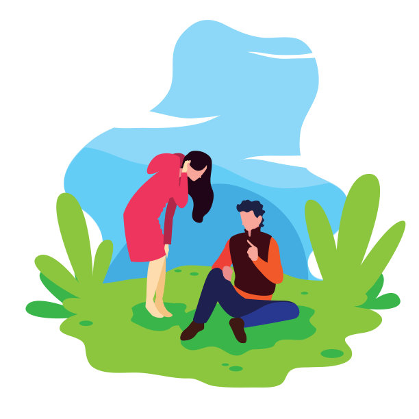 年轻夫妇在自然景观中休息图片下载