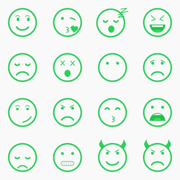 一套绿色的表情符号，表情符号和阿凡达图片下载