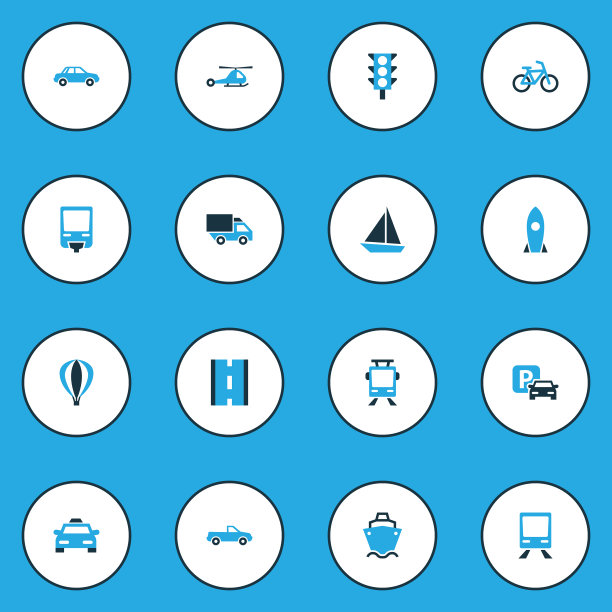 运输多彩的油轮图标集合图片下载