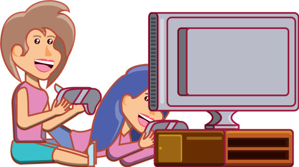 玩电子游戏的女孩图片下载