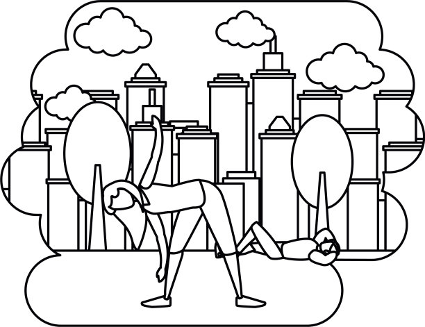 一对情侣在公园里做运动图片下载