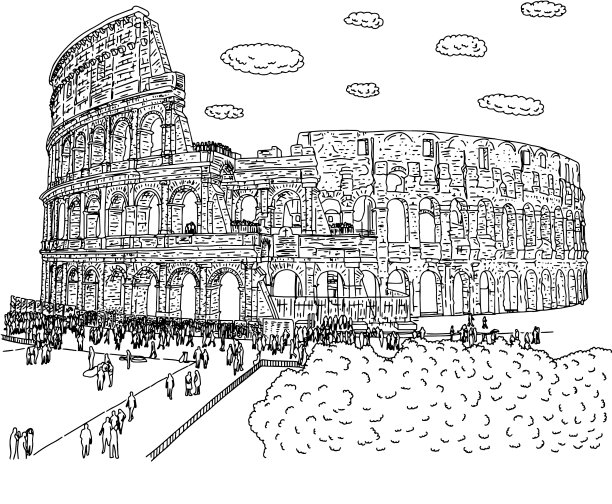 人群游客参观斗兽场图片下载