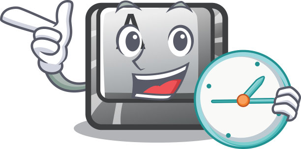 带有卡通形状的时钟按钮a图片下载