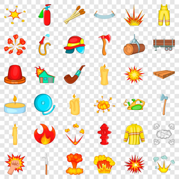 消防图标设置卡通风格图片下载