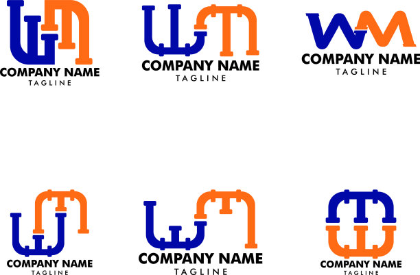 WM管道字母Logo图标设计图片下载