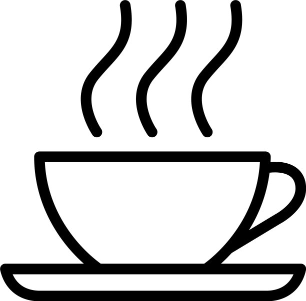 扁平风格咖啡杯线条图标，适用于应用程序图片下载