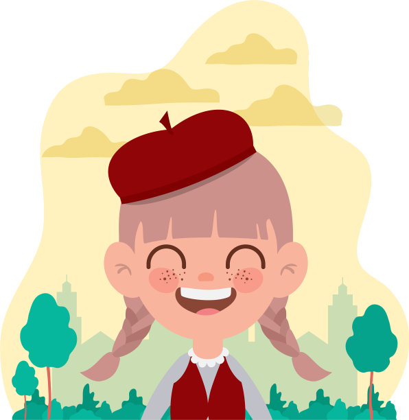 女学生微笑着与风景的背景图片下载