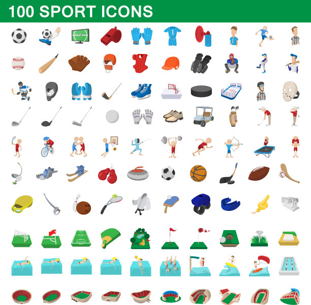 100运动图标设置卡通风格图片下载