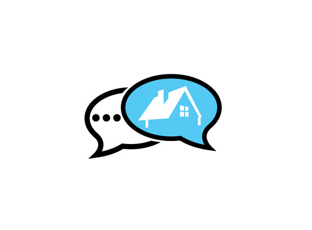 有窗户和烟囱的绿色小房子标志图片下载