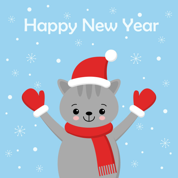 圣诞猫卡通人物小猫可爱图片下载