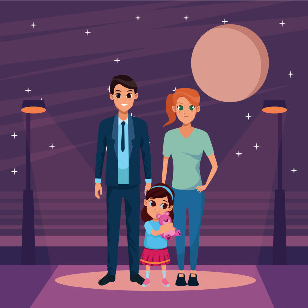 家庭、父母和儿童卡通图片下载