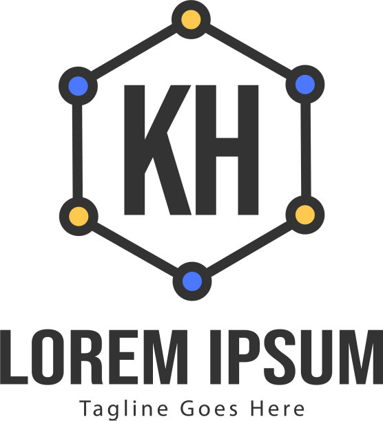 KH字母现代框架标志模板图片下载