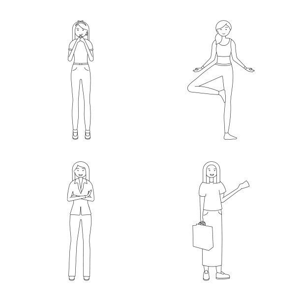 孤立的物体姿态和情绪符号图片下载