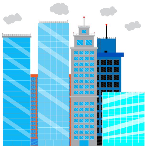 有玻璃摩天大楼的商业区图片下载