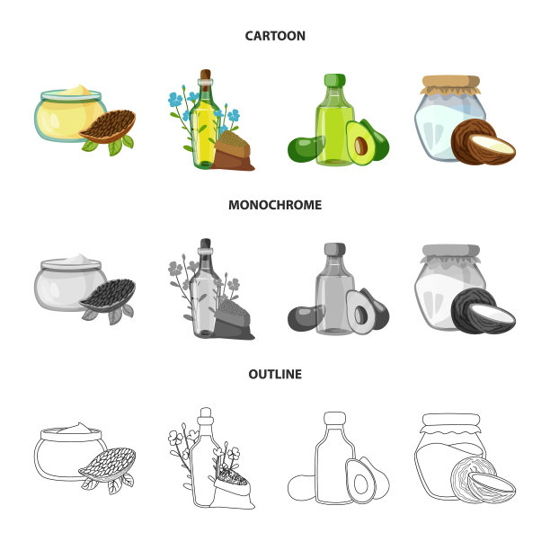 孤立对象健康和蔬菜标志集图片下载