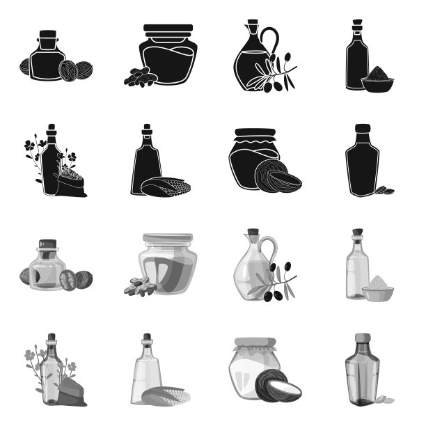 孤立对象健康和蔬菜标志集图片下载