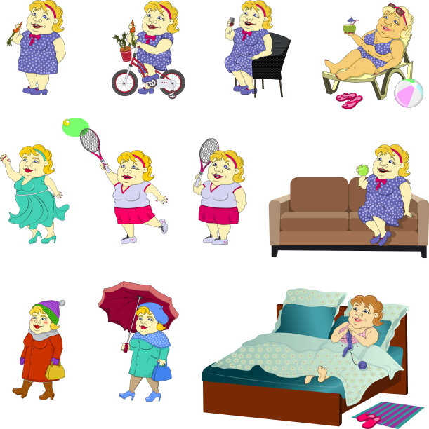 把一个胖女人放在不同的情境中图片下载