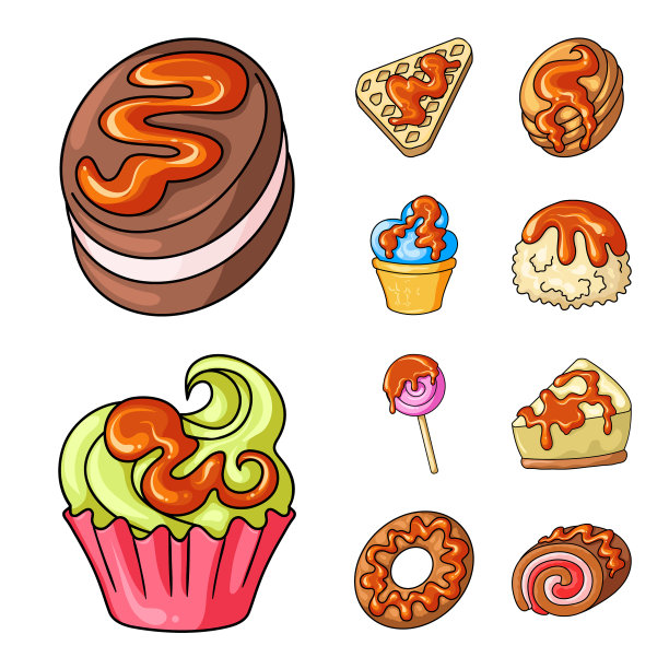甜品和甜品标识的分离对象图片下载