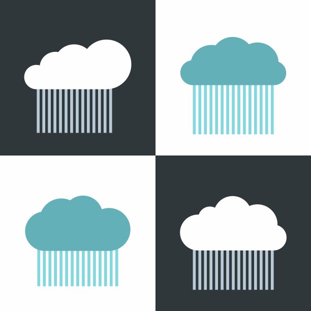 平云图标与雨在白色和黑暗图片下载