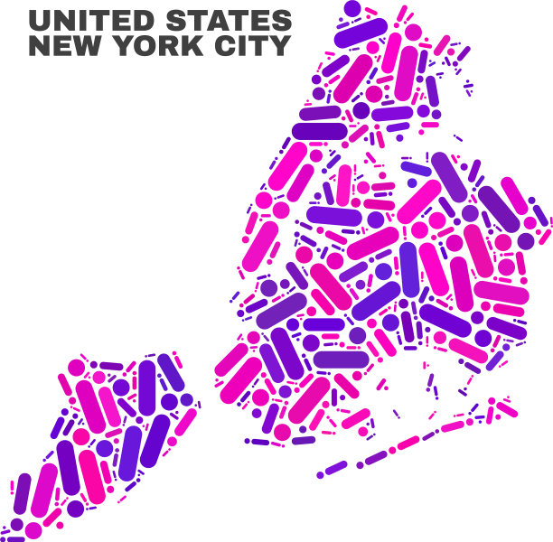 马赛克纽约市地图的点和线图片下载