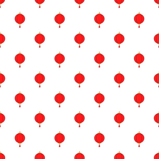 红色中国灯笼图案卡通风格图片下载