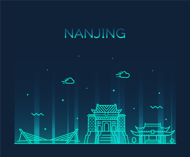 南京天际线江苏中国城市线形图片下载