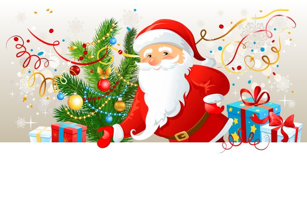 有空白纸板的圣诞老人图片下载