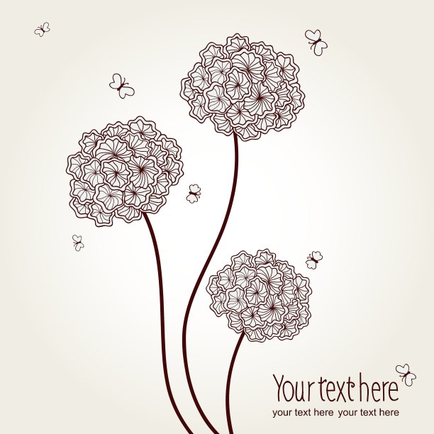 可爱的图片与手绘的花朵和蝴蝶图片下载