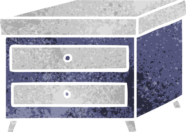 床头桌的复古卡通涂鸦图片下载