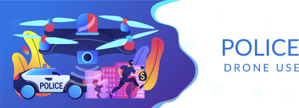 执法无人机概念横幅标题图片下载