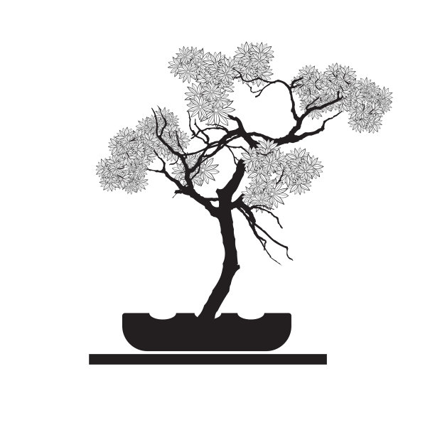 黑色的盆景剪影图片下载
